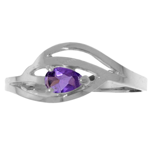 14K. SOLID GOLD RING WITH NATURAL AMETHYST (White Gold) - Picture 2 of 3